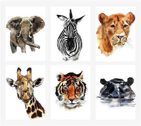 Wall Art Decor Forest Jungle Woodland Wild Animals Watercolor Poster ...