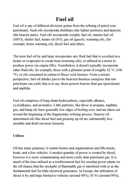 Fuel oil - Ifah - Fuel oil Fuel oil is any of different divisions ...