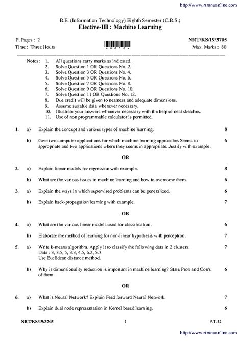 It-8-sem-machine-learning-3705-summer-2019 - NRT/KS/19/3705 1 P.T B ...