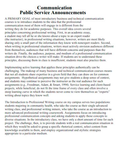 Image result for Public Service Announcement Script Sample