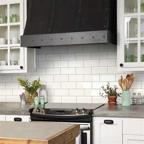 American Olean Starting Line Gloss White 4-in x 8-in Glazed Ceramic ...