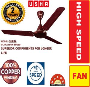 USHA INFINITY 100% COPPER ULTRA HIGH SPEED 360 RPM LONG LASTING DOUBLE ...