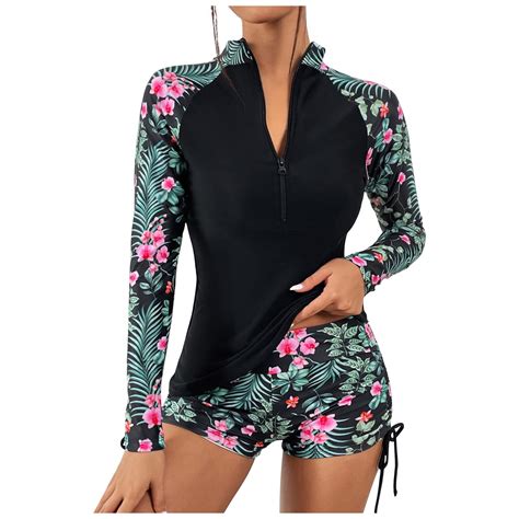 VerPetridure Women's Rashguard Swimsuit Zip Front Long Sleeve One Piece ...