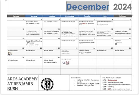 Calendars - Arts Academy At Benjamin Rush
