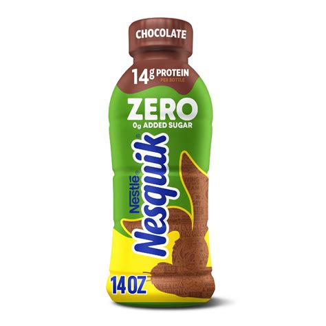 Nesquik Chocolate Milk, 0g Added Sugar, Ready to Drink Low-fat Milk 14 ...