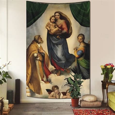 Słynny obraz powieszony na gobelinie Sztuka na ścianie Duży gobelin ...