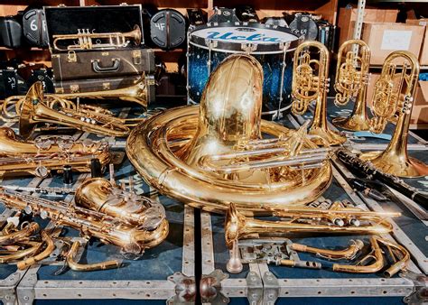 Photo | UCLA Bruin Marching Band instruments | UCLA