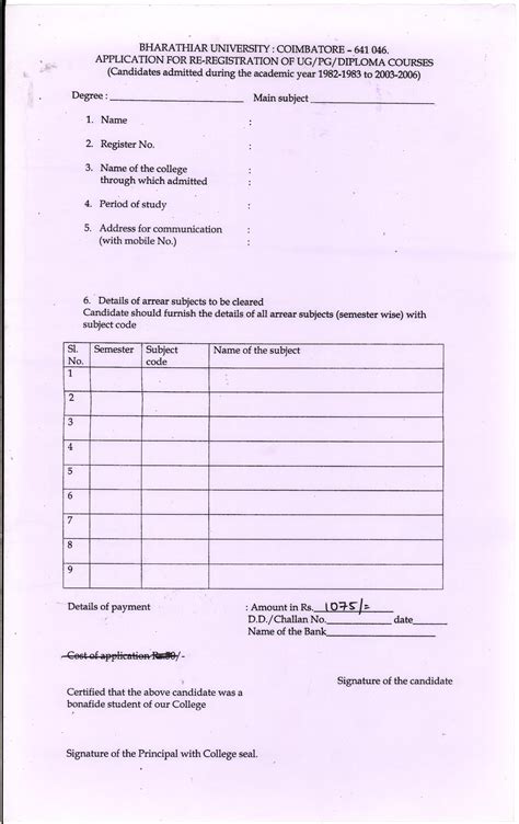 Forms | Bharathiar University