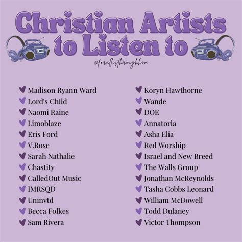 Christian Artists Names at Kiara Vaux blog