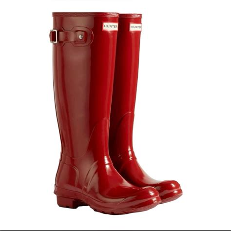 Women's Original Tall Gloss Rain Boots - Hunter Boots | Red rain boots ...