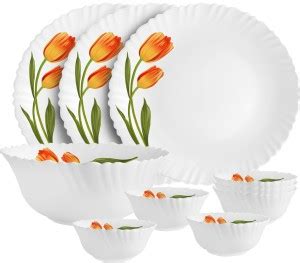 cello Pack of 10 Opalware Dazzle Series Spring Tulip Crockery Set ...