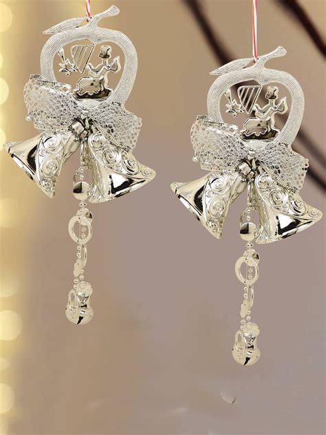 Buy | Set Of 2 Silver-Toned Plastic Wall Decor | Tied Ribbons