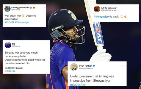 IND vs SA 2022: "Played like a team man" - Twitterati laud Shreyas Iyer ...