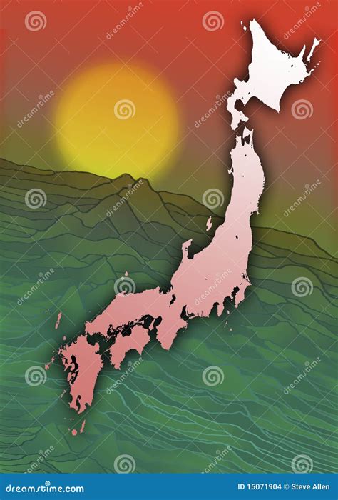 Japan - Land of the Rising Sun Stock Illustration - Illustration of ...