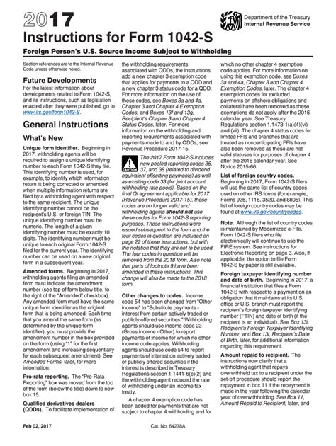 2017 Form IRS Instruction 1042-S Fill Online, Printable, Fillable ...