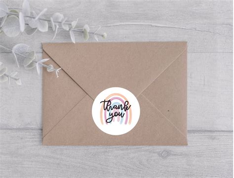 Buy Thank You Rainbow Sticker PNG Boho Thank You Stickers, Rainbow ...