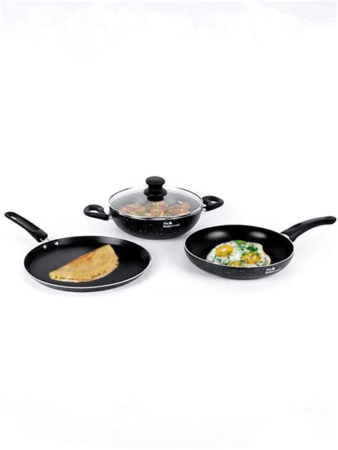 Buy 3 Piece Non Stick Induction Cookware Set | Black – The Better Home