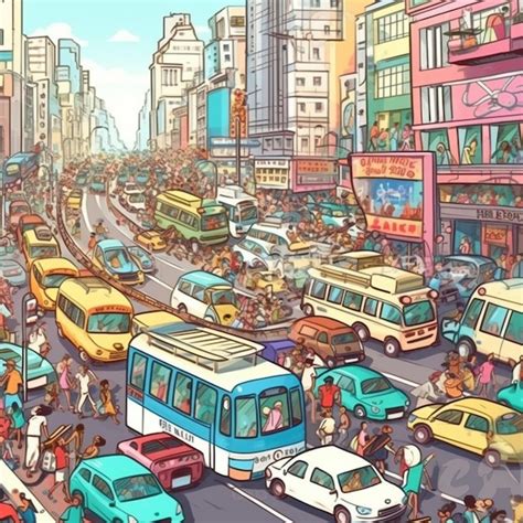 Busy City Cartoon 的图像结果