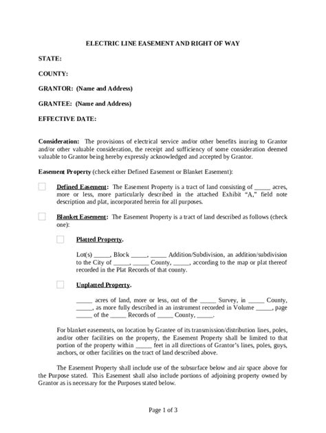 Electric Line Easement and Right of Way Doc Template | pdfFiller