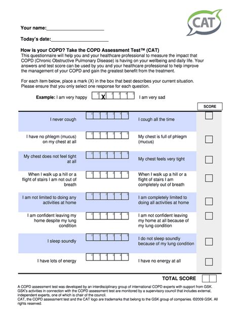 Fillable Online How is your coPD? Take the coPD assessment Test (caT ...