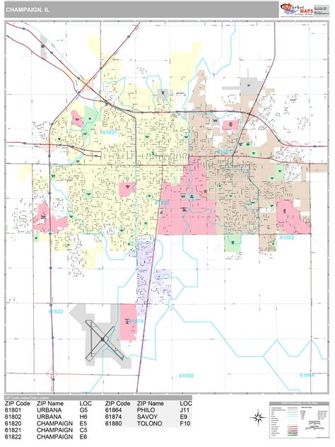 Champaign Illinois Wall Map (Premium Style) by MarketMAPS - MapSales