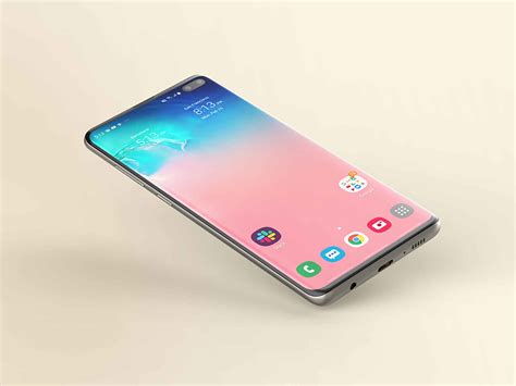Free Tilting Samsung Galaxy S10+ Mockup (PSD)