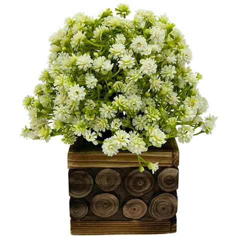 Buy Tdas Artificial Flower Plants Leaves Wooden Potted Flowers Home ...
