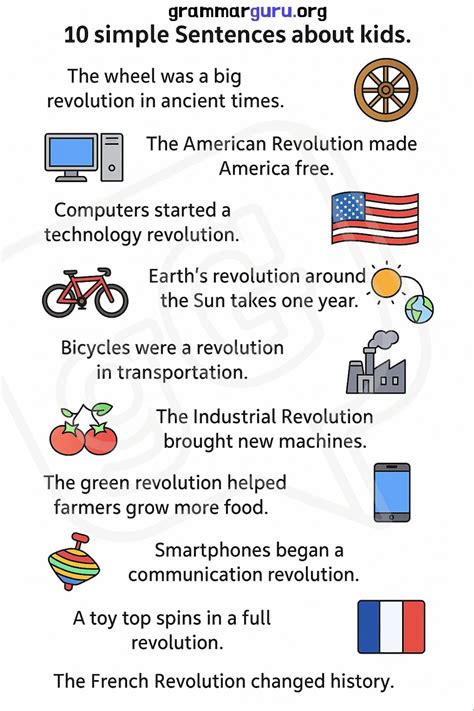 10 Simple Sentences about Revolution for Kids in 2025 | Simple ...