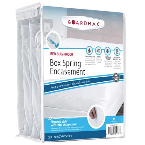 Guardmax Queen Box Spring Cover, Waterproof Zippered Encasement ...