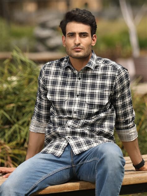 Dark navy blue checks shirt – P E R C H