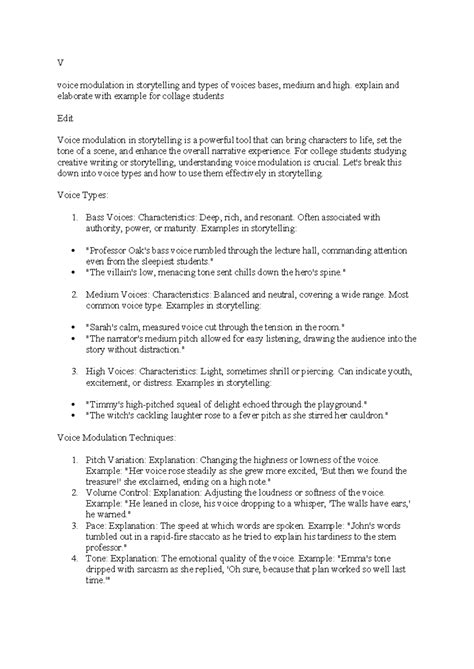 Voice Modulation & Movement in Storytelling: Techniques for College ...