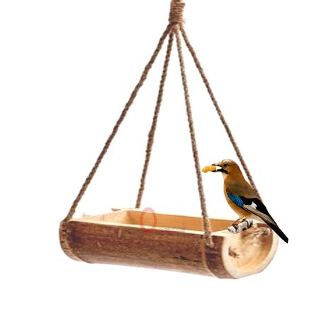 LIVEONCE Bamboo Open Feeder for Birds Set of 1- Color -Natural : Amazon ...