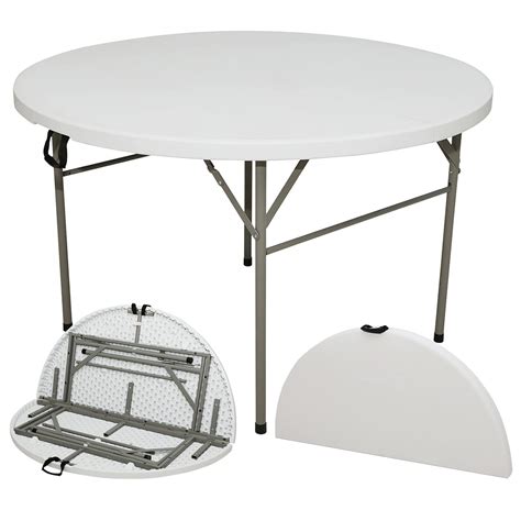 Gnomiya 48" Round Folding Table, 4 Feet Portable Plastic Dining Card ...