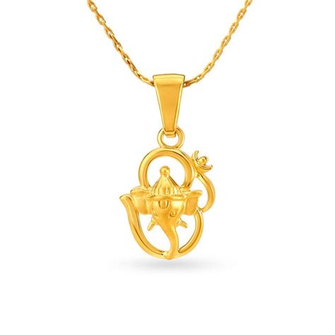 Dainty Gold Pendant with Om and Ganesha Design