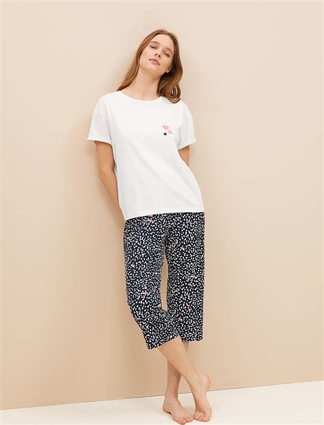 Buy Pure Cotton Cropped Pyjama Set at Marks & Spencer