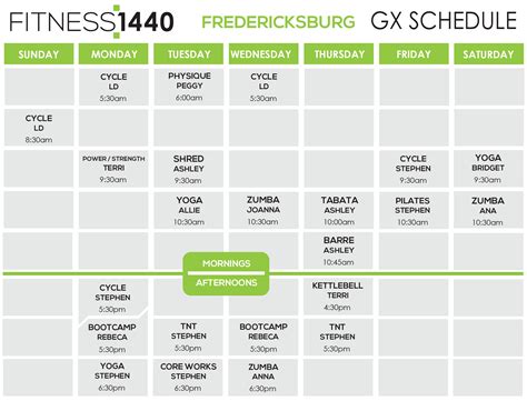 Class Schedule | Fitness:1440 Fredericksburg, VA | 24 Hour Gym and Gym ...