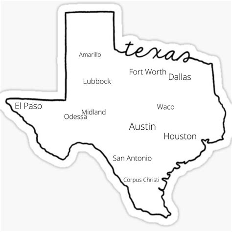 Texas Illustration | Outline | Cities | State | Texas | Cute | Map - Etsy