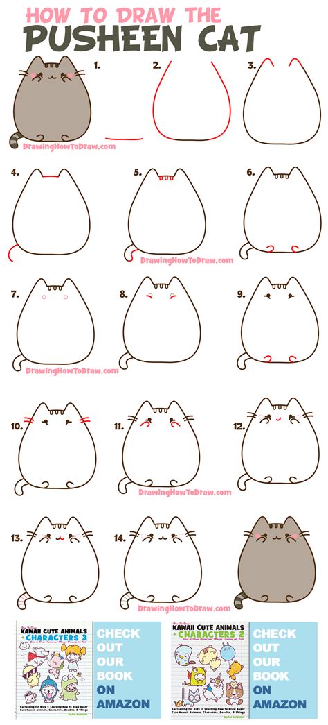 How to Draw The Pusheen Cat Easy Step by Step Drawing Tutorial for Kids ...