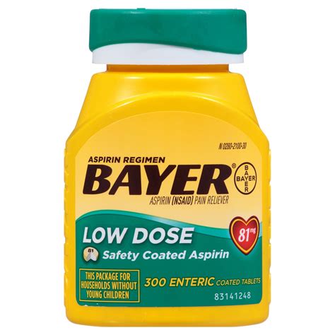Bayer Low Dose Aspirin Regimen 81mg Pain Reliever Coated Tablets (NSAID) - 300ct | Aspirin ...