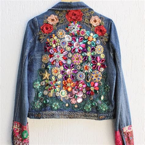 Vintage Jewelry Jean Jacket made with love! | Embroidery jeans jacket ...
