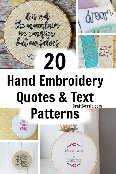 20 Hand Embroidery Quote Patterns – Needle Work