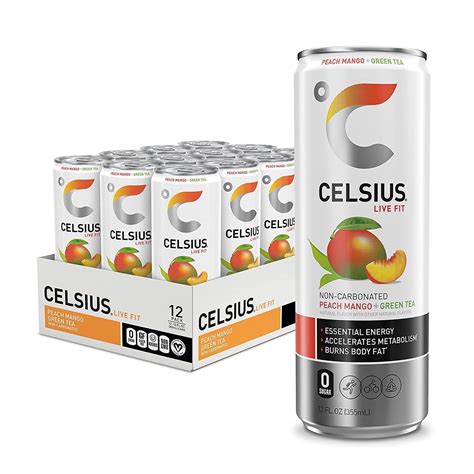 Celsius Energy Drink Non-Carbonated Peach Mango Green Tea - 12 fl oz 12 ...