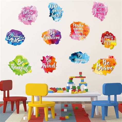 6 Pieces Colorful Inspirational Wall Decal Watercolor Inspirational ...