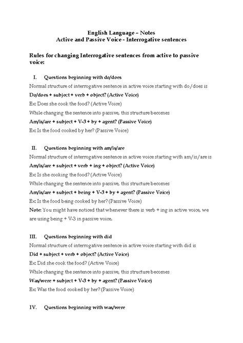 EL - Active and Passive Voice - Interrogative Sentences - English ...