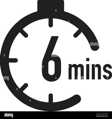 6 minutes timer, stopwatch or countdown icon. Time measure. Chronometr ...