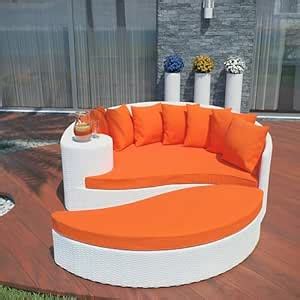 MJA FURNITURE Patio Outdoor Daybed with Orange Cushion for Poolside ...