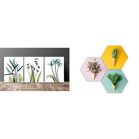 SAF Flower Designer Multieffect UV Textured Panel Painting, Set of 3 ...