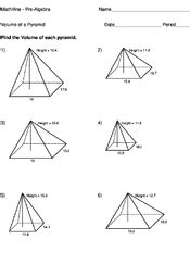 Volume of a Pyramid - MathVine.com - Worksheets Library