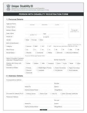 Person with Disability Registration Form - Blank Fillable Template ...