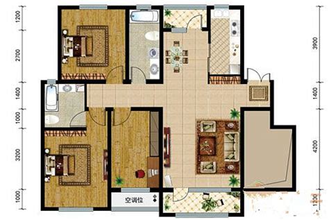 112平米美式三室两厅两卫户型家庭装修效果图_土巴兔装修效果图